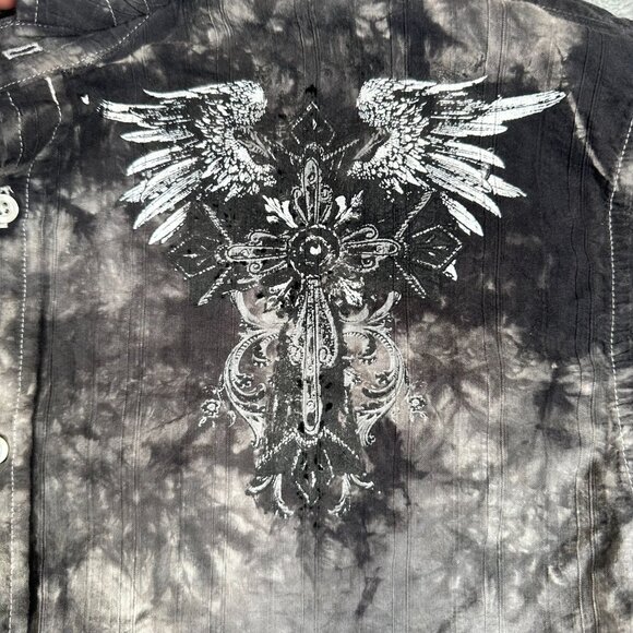 Vintage Y2K Eighty Eight Long Sleeve Shirt Size XL Gray Button Up Grunge Goth - Picture 5 of 14